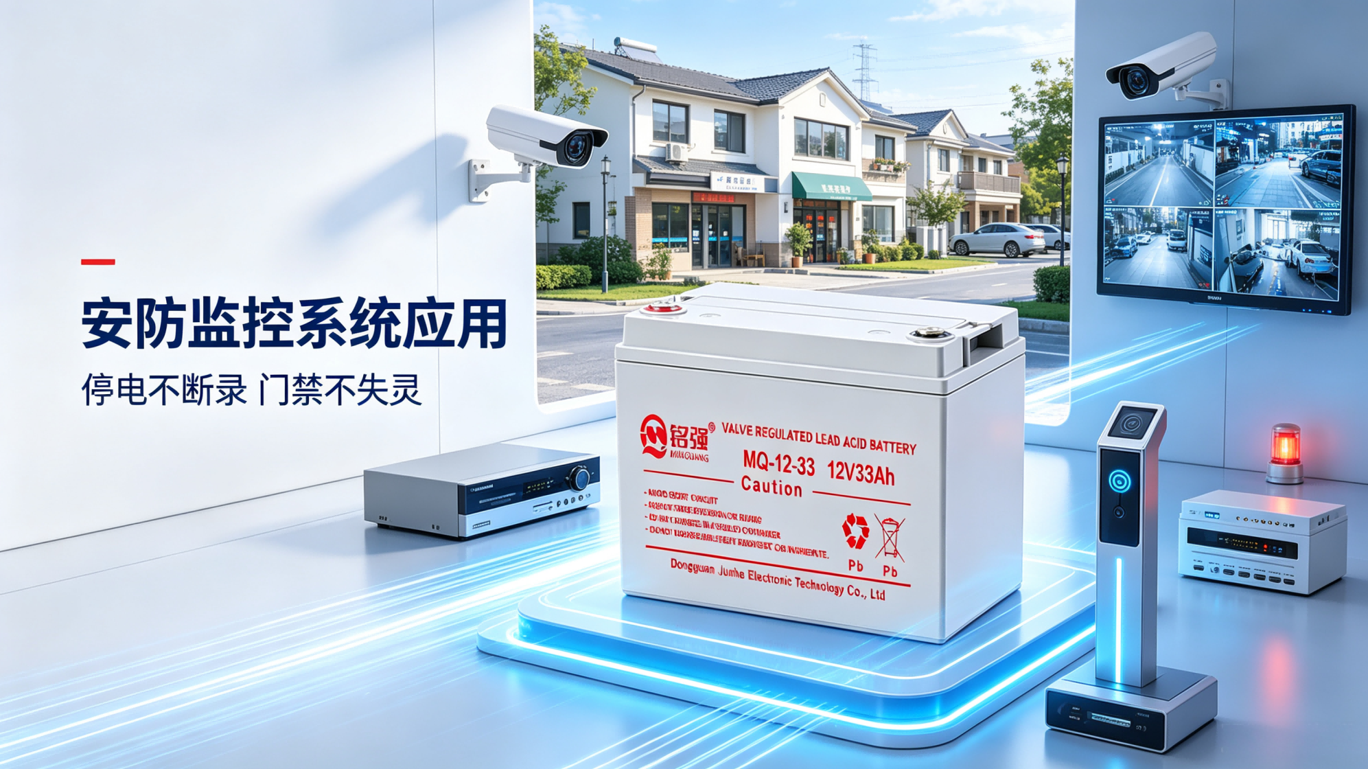 12V33Ah电池保障安防监控全天候不间断运行