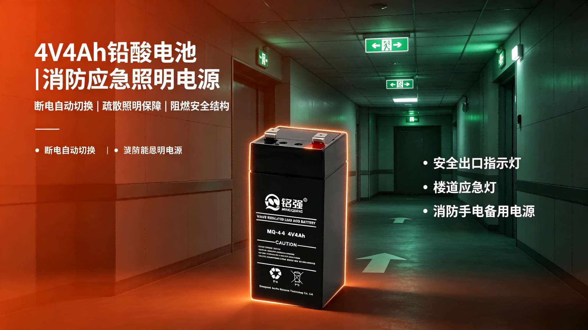 4V4Ah 铅酸电池消防应急照明应用场景