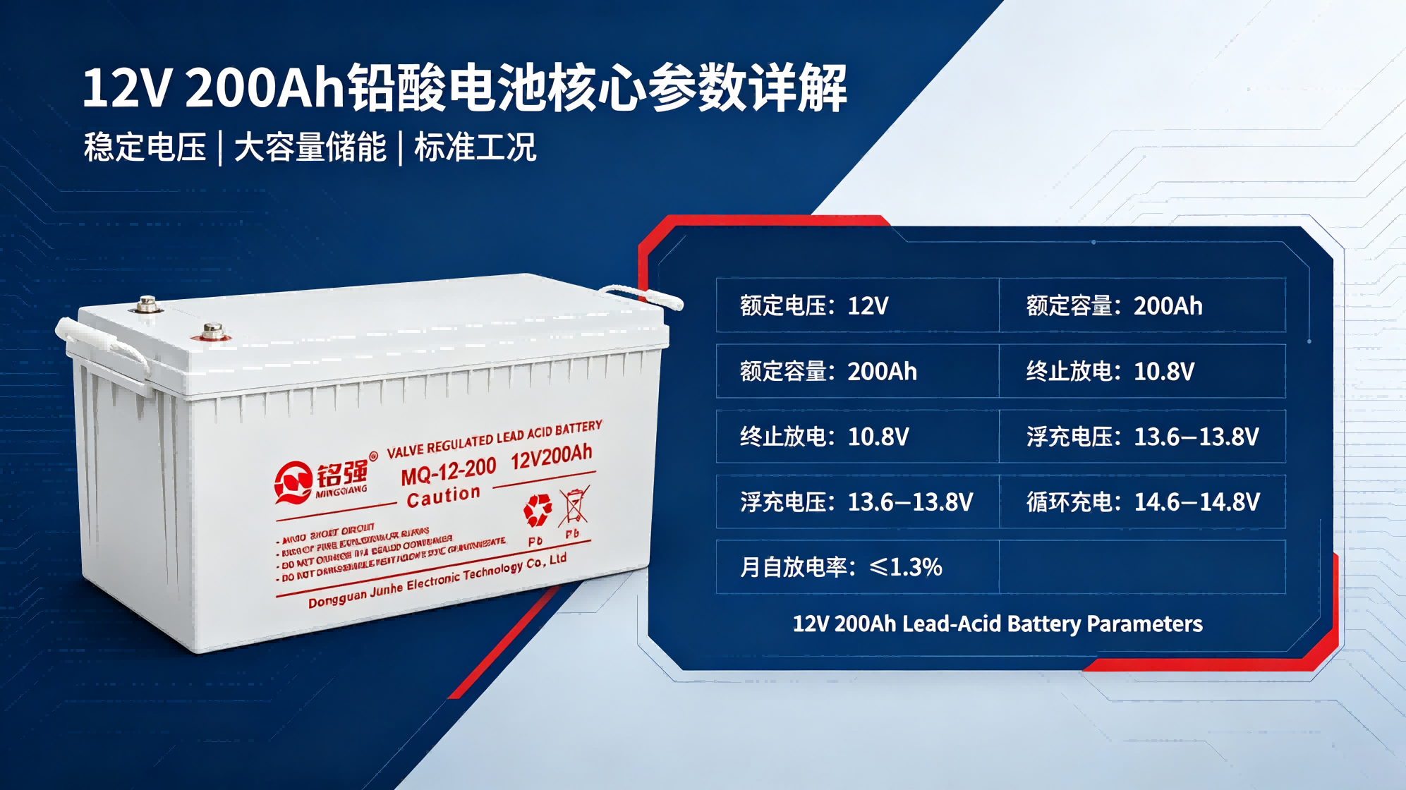 12V200Ah铅酸电池核心参数详解