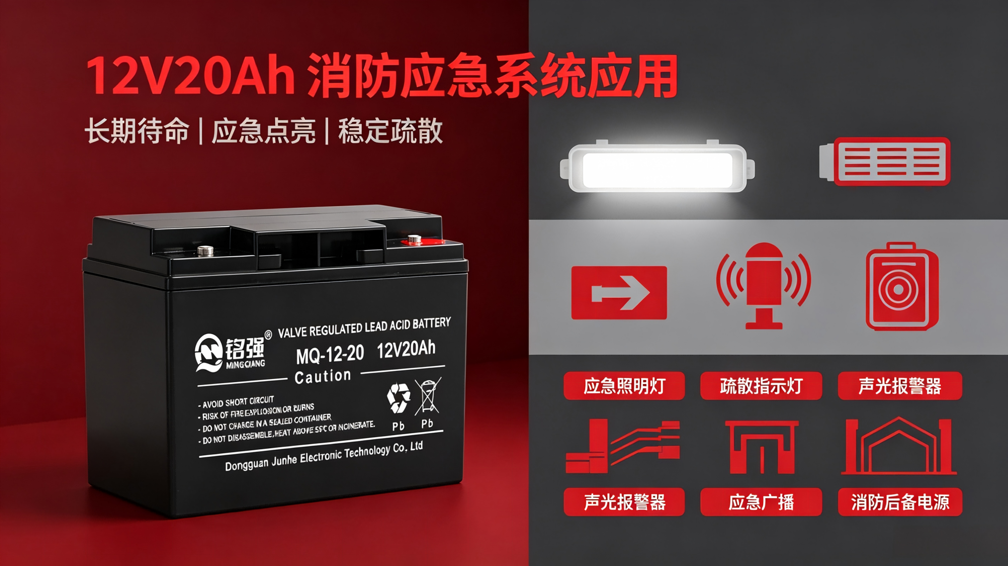 12V20Ah消防应急系统应用