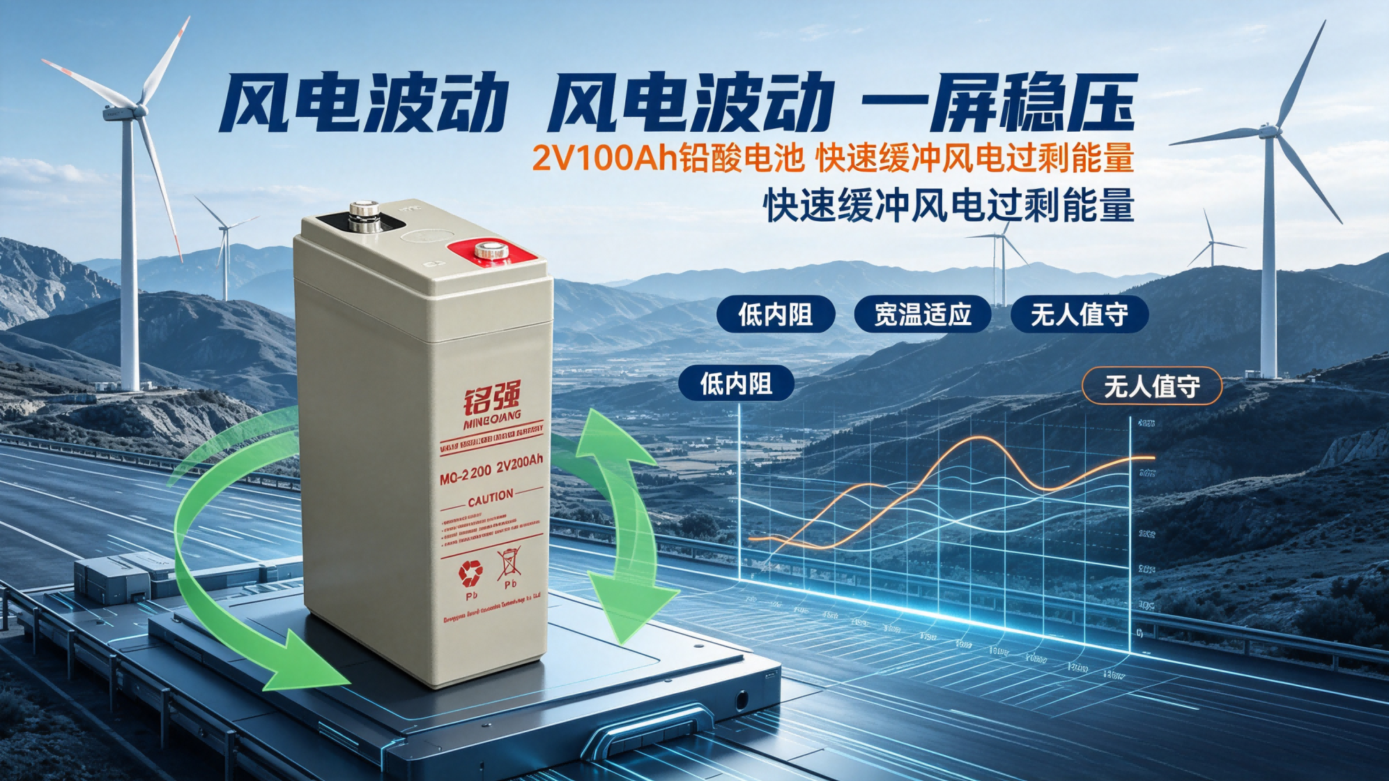 2V100Ah铅酸电池在风力储能系统的稳压作用